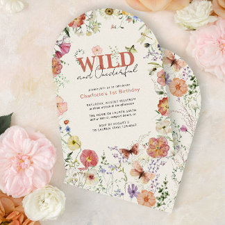 Pressed Flowers Wild & Onederful 1st Birthday Invitation