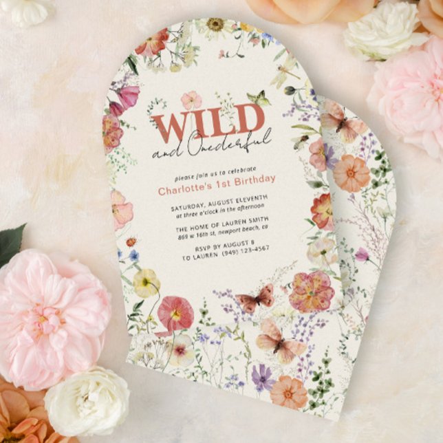 Pressed Flowers Wild & Onederful 1st Birthday Invitation (Creator Uploaded)