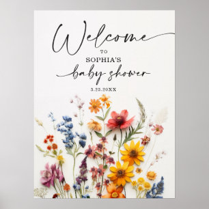 Pressed Flowers Wildflower Baby Shower Welcome Poster