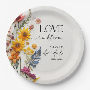 Pressed Flowers Wildflower Boho Bridal Shower Paper Plate