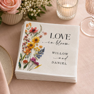 Pressed Flowers Wildflower Boho Wedding Napkin