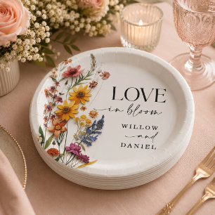 Pressed Flowers Wildflower Boho Wedding Paper Plate