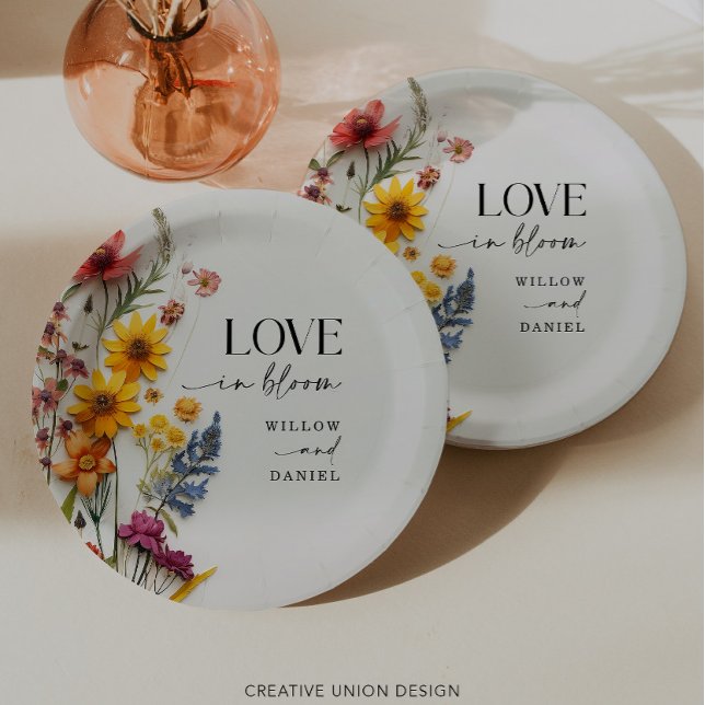 Pressed Flowers Wildflower Boho Wedding Paper Plate (Creator Uploaded)