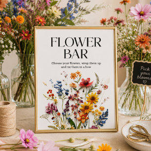 Pressed Flowers Wildflower Flower Bar Sign