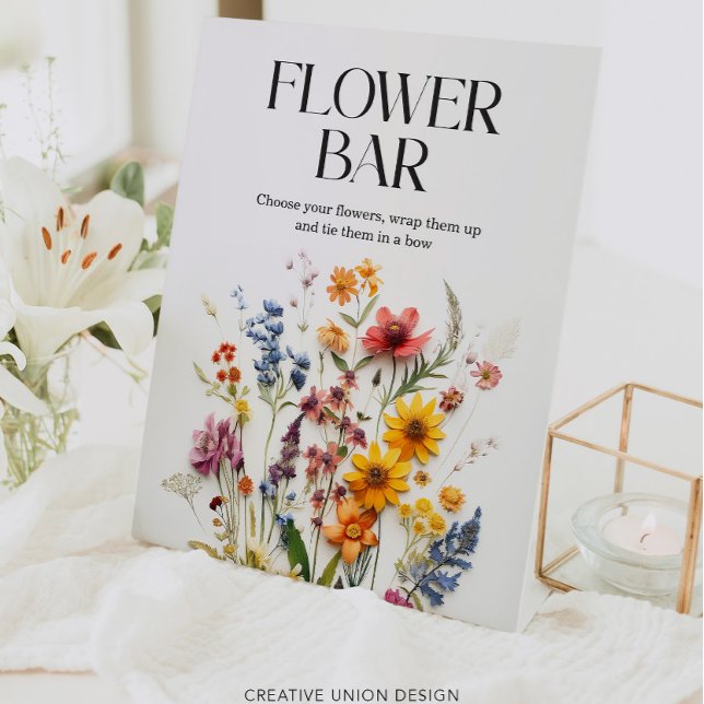 Pressed Flowers Wildflower Flower Bar Sign (Creator Uploaded)