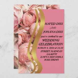 Pressed Gold Leaf Wildflowers Wedding Frame Invitation