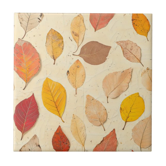 Pressed Leaf Harmony – Vintage Botanical Tile (Front)