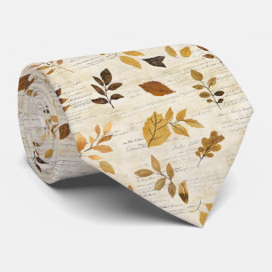 Pressed Leaves Pattern in Warm Earthy Tones Tie