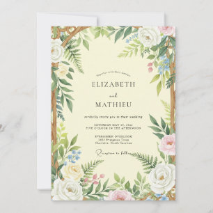 Pressed Pale Yellow Wildflower Wedding Invitation