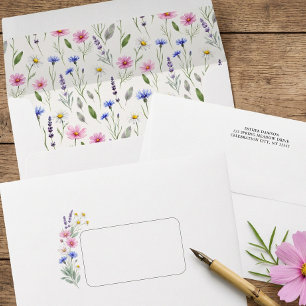 Pressed Wildflower Addressed Wedding Invitation Envelope