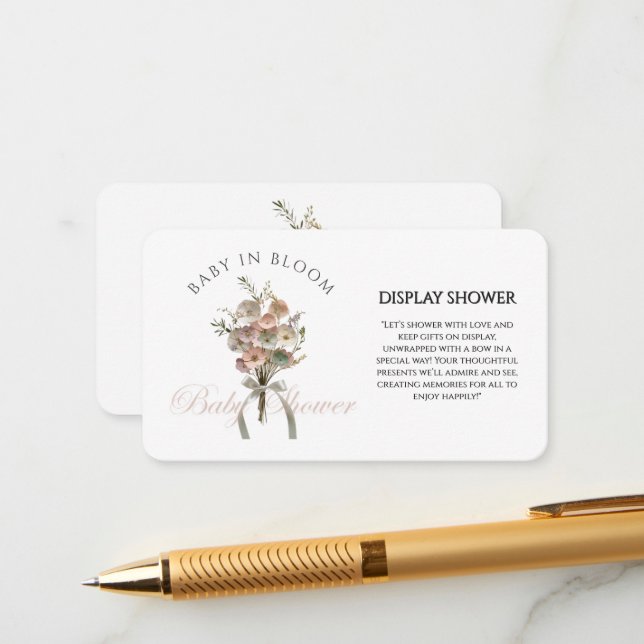 Pressed Wildflower Baby in Bloom Boho Baby Shower Enclosure Card (Front/Back In Situ)