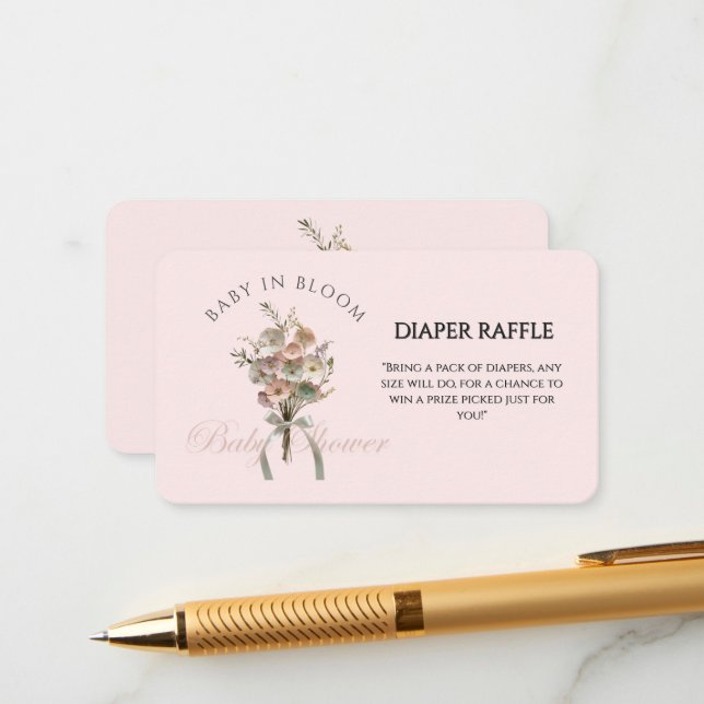 Pressed Wildflower Baby in Bloom Boho Baby Shower Enclosure Card (Front/Back In Situ)