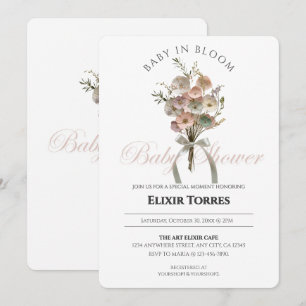 Pressed Wildflower Baby in Bloom Boho Baby Shower Invitation