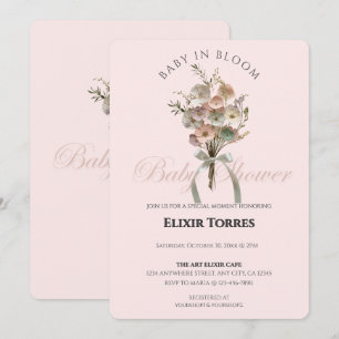 Pressed Wildflower Baby in Bloom Boho Baby Shower Invitation