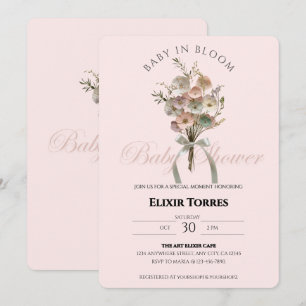 Pressed Wildflower Baby in Bloom Boho Baby Shower Invitation