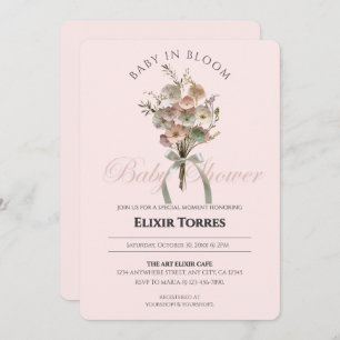 Pressed Wildflower Baby in Bloom Boho Baby Shower Invitation