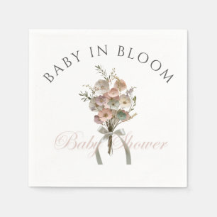 Pressed Wildflower Baby in Bloom Boho Baby Shower Napkin
