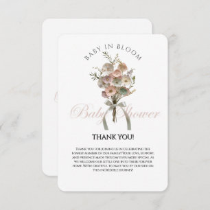 Pressed Wildflower Baby in Bloom Boho Baby Shower Thank You Card