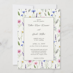 Pressed Wildflower Botanical Meadow Wedding Invitation