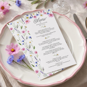 Pressed Wildflower Botanical Wedding Dinner Menu