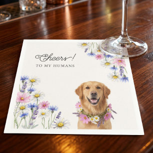 Pressed Wildflower Dog Photo Cheers To My Humans Napkin