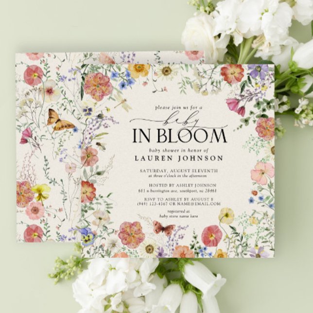 Pressed Wildflower Floral Baby in Bloom Shower Invitation (Creator Uploaded)