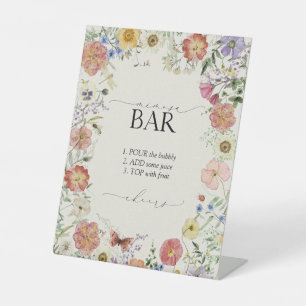 Pressed Wildflower Floral Bridal Shower Minosa Pedestal Sign