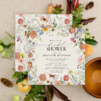 Pressed Wildflower Floral Frame Bridal Shower Invi