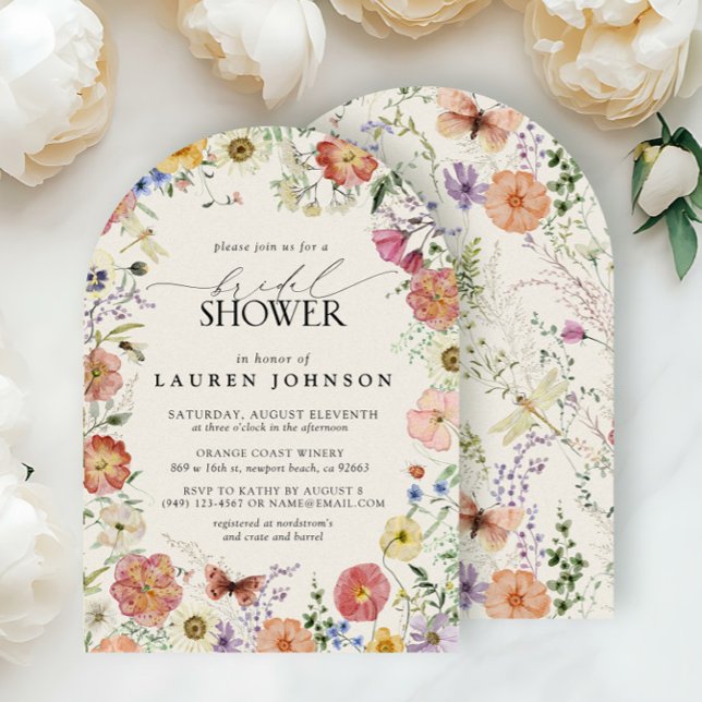 Pressed Wildflower Floral Frame Bridal Shower Invitation (Creator Uploaded)