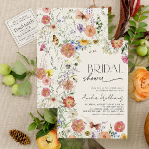 Pressed Wildflower Floral Frame Bridal Shower Invitation