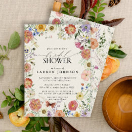 Pressed Wildflower Floral Frame Bridal Shower Invitation