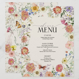 Pressed Wildflower Floral Frame Bridal Shower Menu