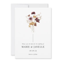 Pressed Wildflower Save the Date Card