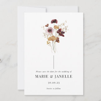 Pressed Wildflower Save the Date Card