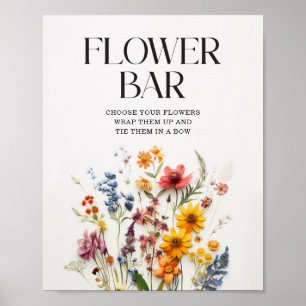 Pressed Wildflowers Baby Shower Flower Bar Sign