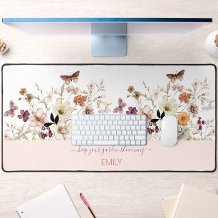 Pressed Wildflowers Botanical Floral Desk Mat