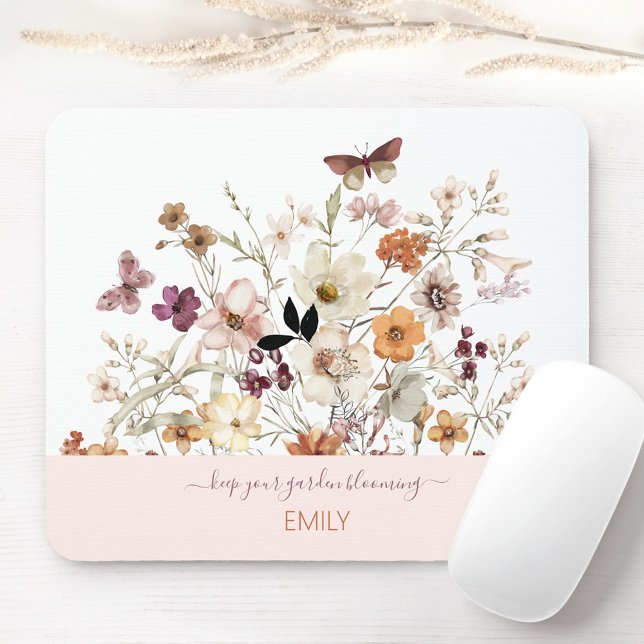 Pressed Wildflowers Botanical Floral Mouse Mat (Pressed Wildflowers Botanical Floral Mouse Pad)