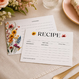 Pressed Wildflowers Bridal Shower Recipe Card
