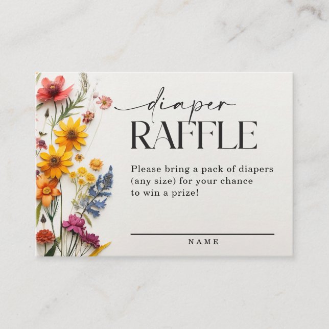 Pressed Wildflowers Diaper Raffle Enclosure Cards (Front)