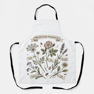 Pressed Wildflowers Herbarium Vintage Botanical Co Apron
