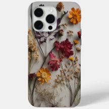 Pressed Wildflowers with White Background