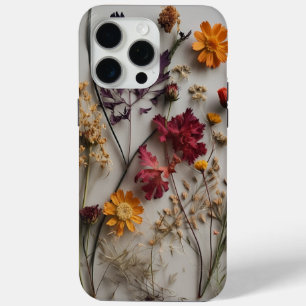 Pressed Wildflowers with White Background iPhone 15 Pro Max Case