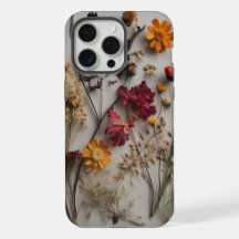 Pressed Wildflowers with White Background