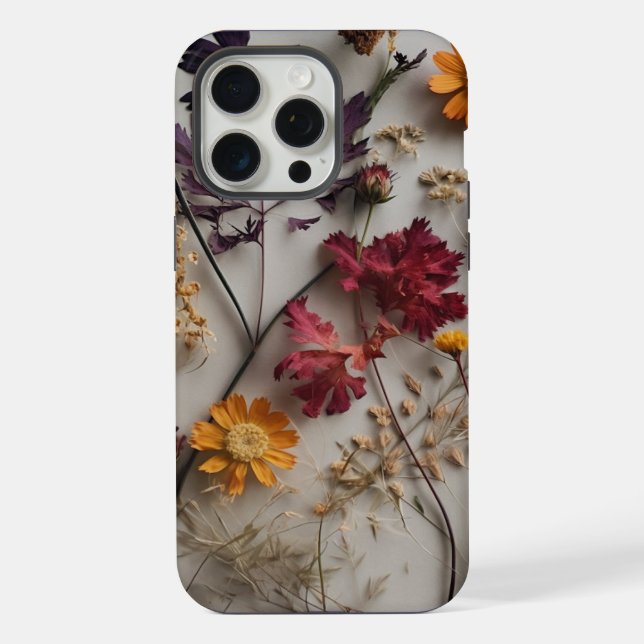 Pressed Wildflowers with White Background iPhone Case (Back)