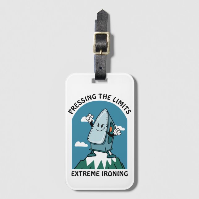 Pressing Limits Extreme Ironing Funny Iron Luggage Tag (Front Vertical)