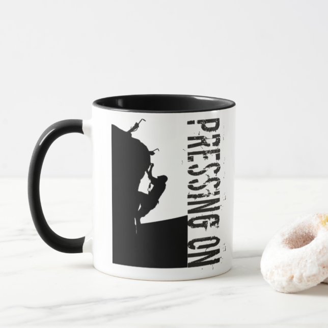 Pressing On Philippians 3:14 Rock Climber Mug (With Donut)
