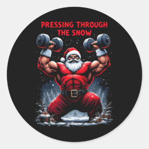Pressing Through The Snow Santa Claus Christmas Gy Classic Round Sticker