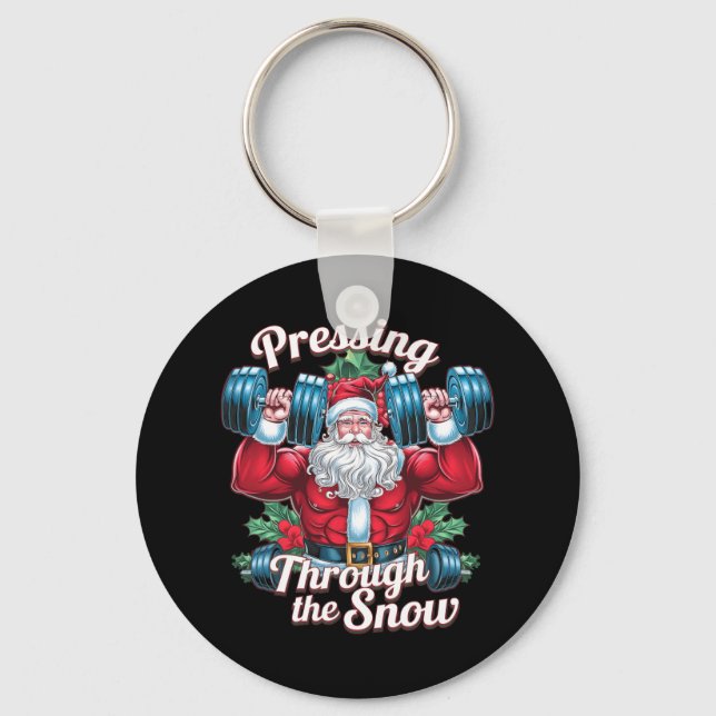 Pressing Through The Snow Santa Claus Christmas Gy Key Ring (Front)