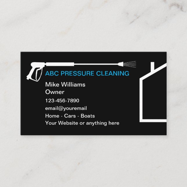Pressure Cleaning And Power Washing Business Cards (Front)