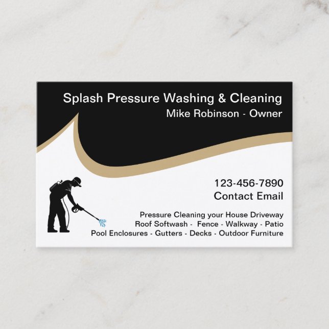 Pressure Cleaning And Washing Services Business Card (Front)